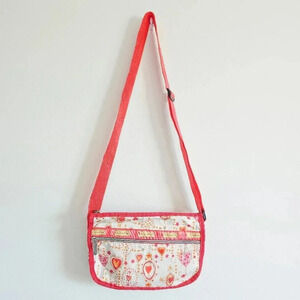 Lesportsac white red heart print crossbody bag